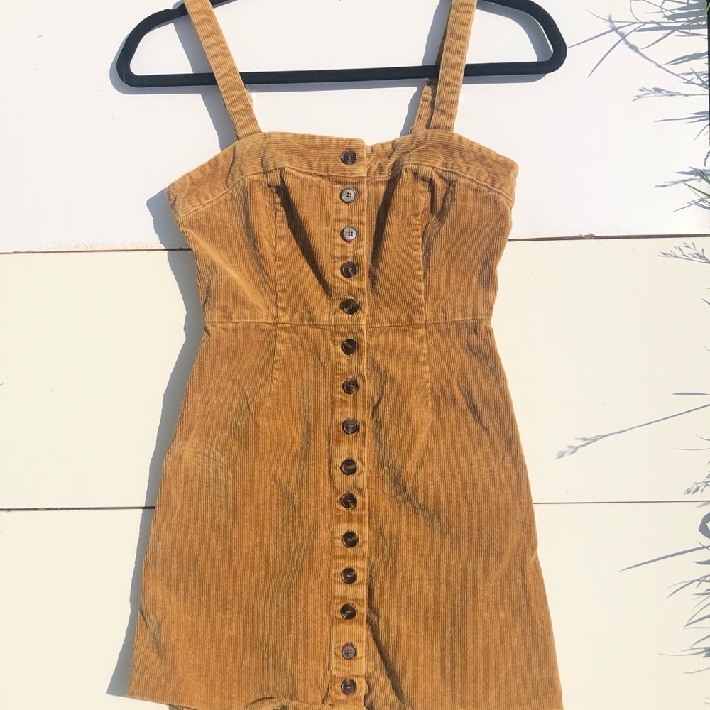 brown corduroy button up dress